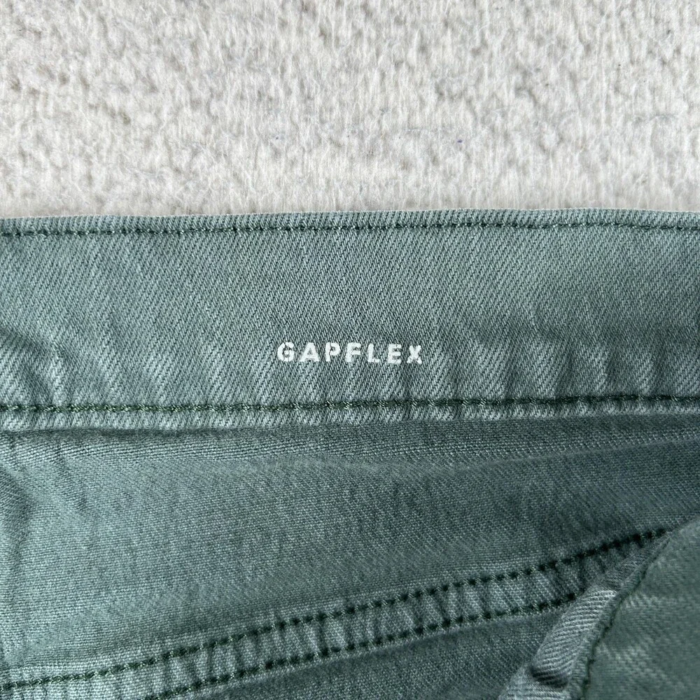 Gap GapFlex Straight Jeans Mens 33x30 Medium Wash Green Denim Stretch Zip Fly